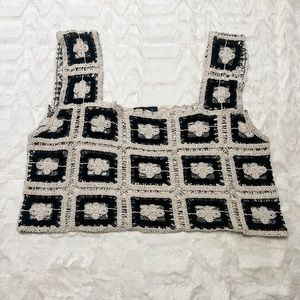 Patchwork Knitted Crop Top - Size M